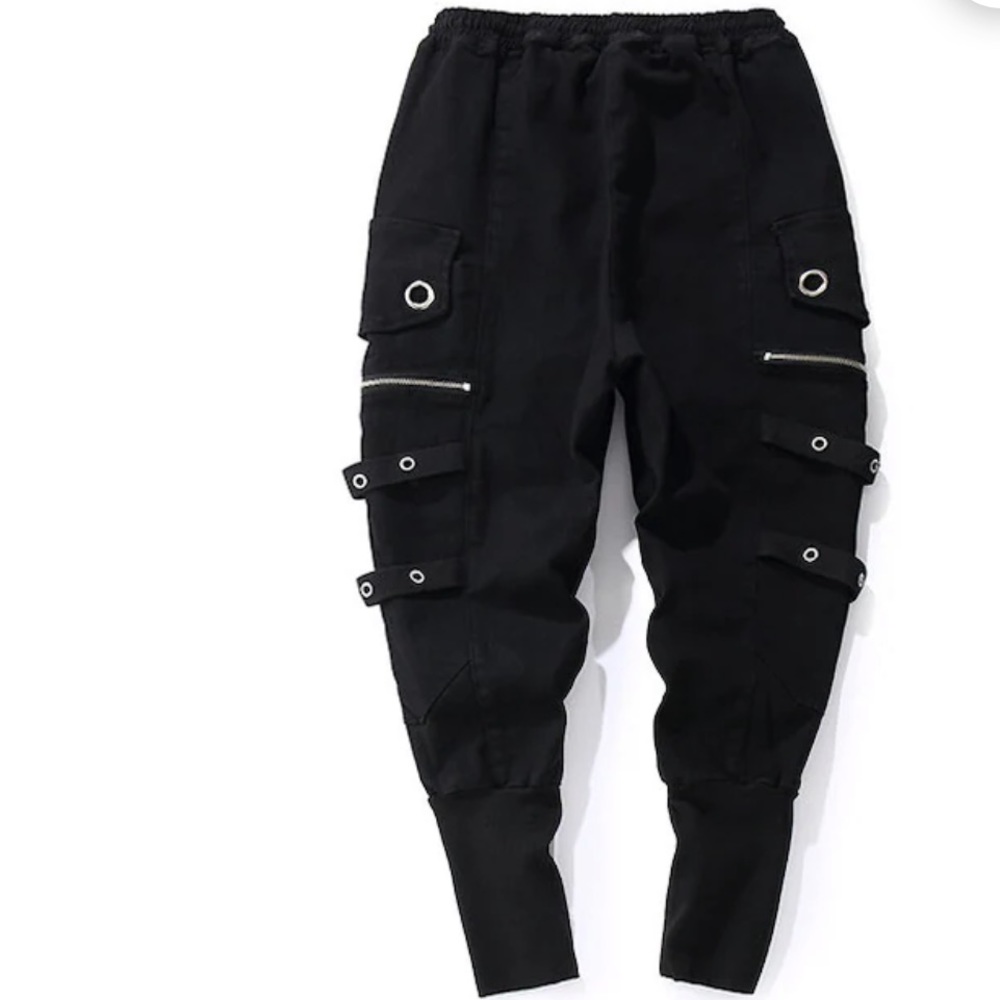 PT Boy Hip Hop Zipper Pocket Cargo Jogger Jeans Pants Streetwear Cotton Unisex